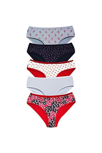 BEYAZTOPTAN 100% Cotton Women's Patterned High Waist 6-Piece Bato Panties