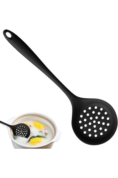 homeneeds Silicone Colander High Heat Resistant, Non-Stick and Fireproof Kitchen Helper (Black)