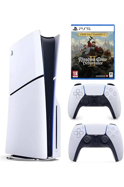 Sony PlayStation 5 Slim Disc with Extra Dualsense White Controller + Kingdom Come Deliverance II - D