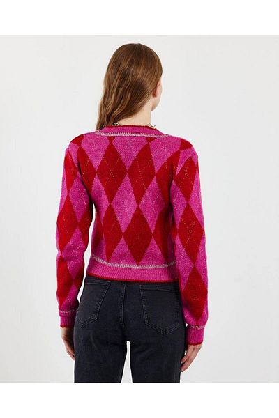 Vorondolo Knitwear Pink Women's Sweater, V-Neck Sweater, Pocket Sweater