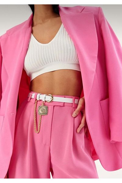 Descoin Women's Trouser Belt with Chain Medallion Detail, Jacket Belt, Dress Belt, Shirt Belt