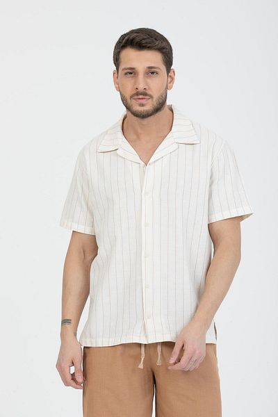 Store 100% cotton summer men's shirt |   Stylish striped pattern