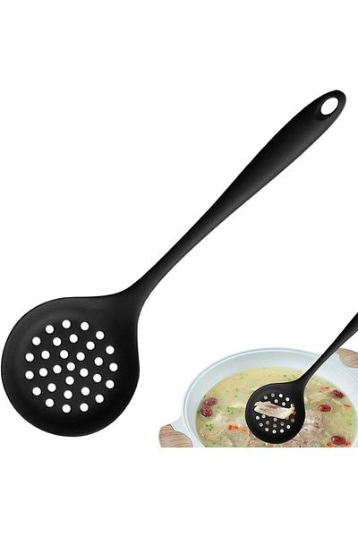 homeneeds Silicone Colander High Heat Resistant, Non-Stick and Fireproof Kitchen Helper (Black)