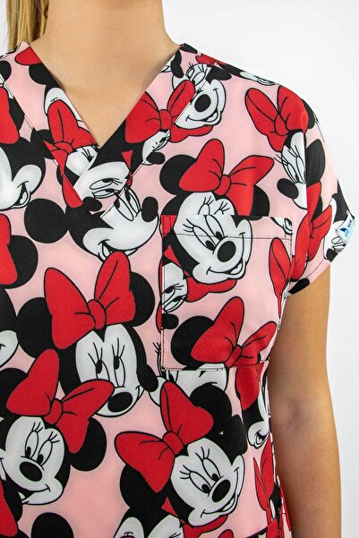 Nur Medikal Giyim Unisex Mickey Mouse Desenli Doktor Hemşire Cerrahi Tek Üst Forma