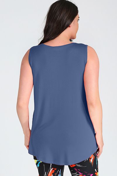 Curvy Trend Plus Size Boho Crescent Printed Sleeveless Viscose Basic Blouse