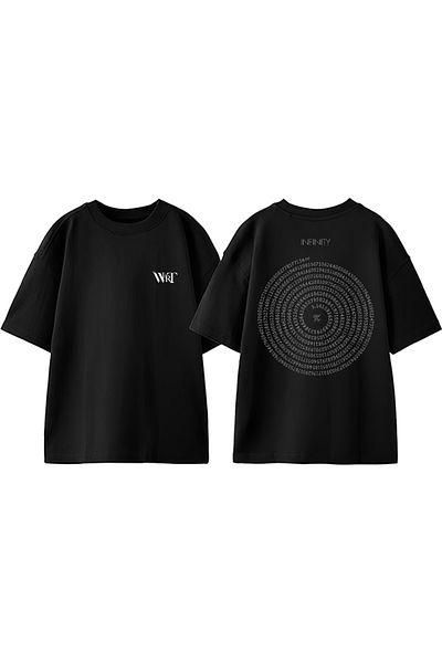 THEWERT Infinity Design Back Printed Cotton Black Oversize T-Shirt