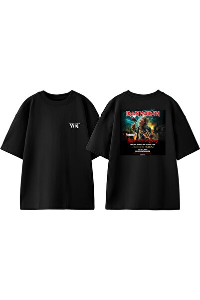 THEWERT Iron Maiden 2 Dizajn Leđa Štampano Pamuk Crna Oversize kroj T-shirt