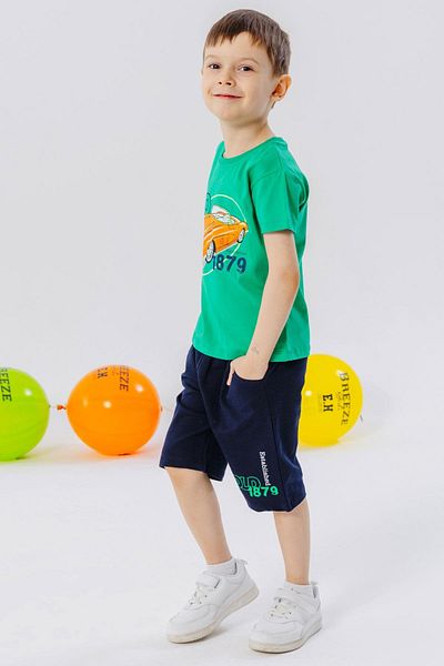Breeze Girls & Boys Boy Shorts Set Antique Car Themed 1.5-5 Years, Green