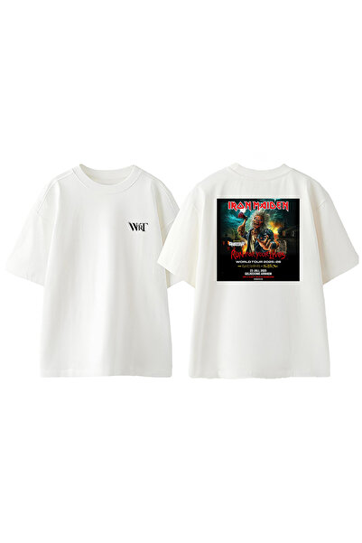 THEWERT Iron Maiden 2 Dizajn Leđa Štampano Pamuk Bela Oversize kroj T-shirt