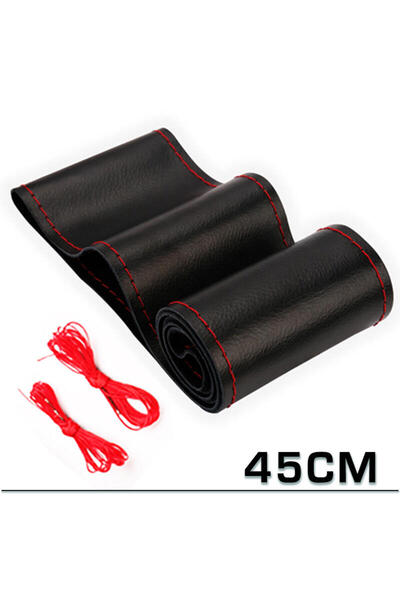 Choice غطاء مضفر لعجلة قيادة السيارة عالمي أسود-أحمر 45 سم، كبير جدًا 40 42 4...