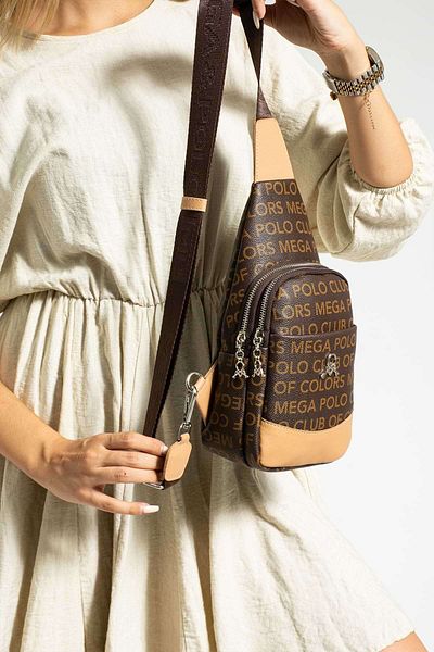 Getcho Lenglet Women's Body Bag Bag Monogram Patterned Suitable for Daily Use with Zippered Adjustable Strap