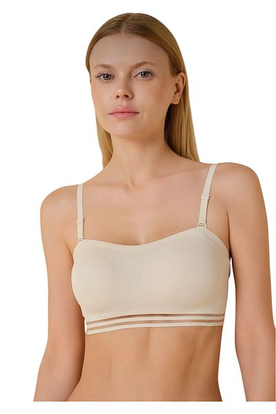 GCC İSTANBUL Laser Cut Women's Push-Up Supported Strapless Bra Suede Push up Bustier