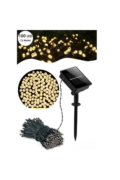 gifttime 100 Ledli 12 Metre Solar Şerit Bahçe Dekorasyon Aydınlatma | Sarı Iş...
