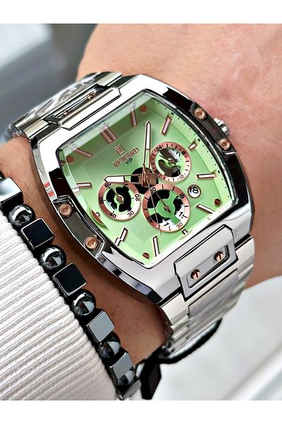Reward Silver Color Functions Active Square Men's Wrist Watch + Bracelet
