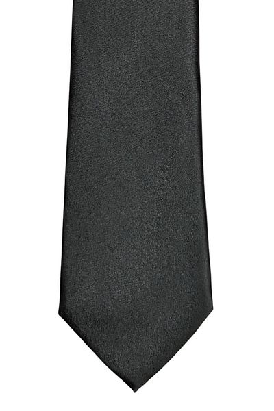 1001 Kravat Plain Black Satin Woven 7 cm Wide Men's Tie