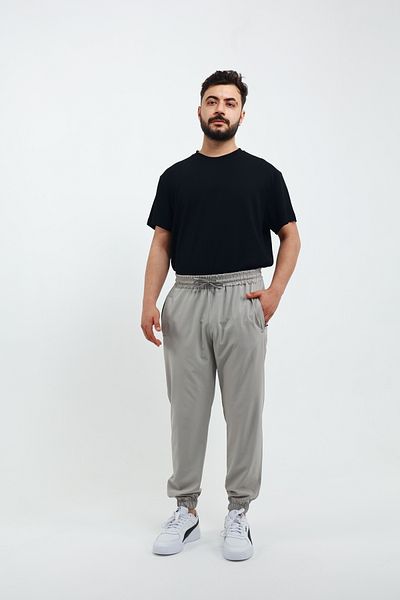 OXVİN Cushy Cool Men's Oversize Loose Cut Elastic Leg Zippered Parachute Trousers with Back Pocket