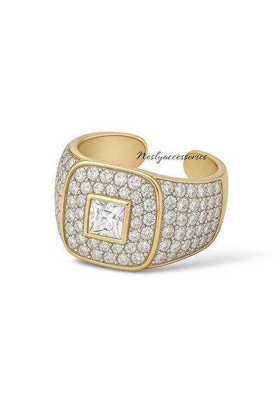 neslyaccessories Modern Heritage Dört Renkli Taşlı Altın Kaplama Yüzük
