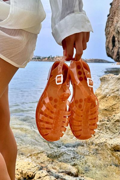 Emek Sandale din plastic transparent maro deschis