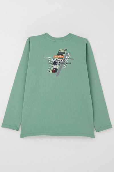 Breeze Tricou cu mânecă lungă pentru băiat, cu tematică motivațională, imprimat cu litere, 6-12 ani, verde mentă