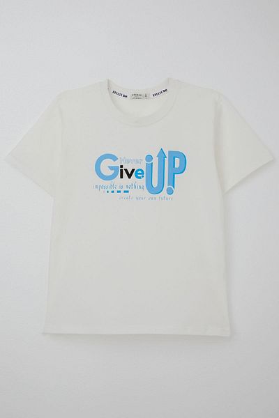 Breeze Μπλουζάκι για αγόρι Never Give Up Σχέδιο τυπωμένο 9-16 ετών, εκρού