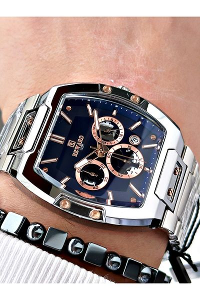 Reward Silver Color Functions Active Square Men's Wrist Watch + Bracelet