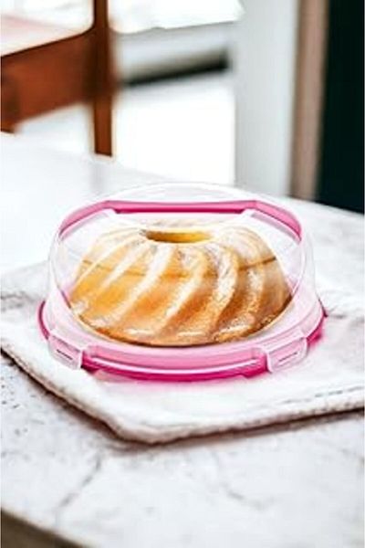 Mu Art Melkan Home 7 Liter Cake and Cake Bowl - Pink and White Lockable Lid