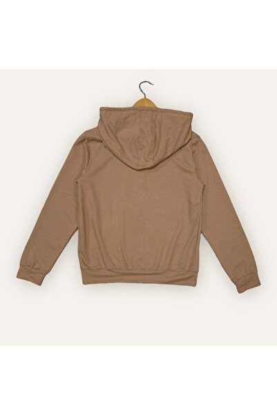 Mnk Baby&Kids Детски суитшърт с качулка и цип от две прежди, сезонен, MNK0540, КАФЯВ