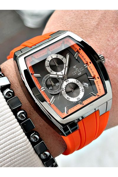 Reward Orange Color Square Sports Functions Active Men's Wrist Watch + Bracelet
