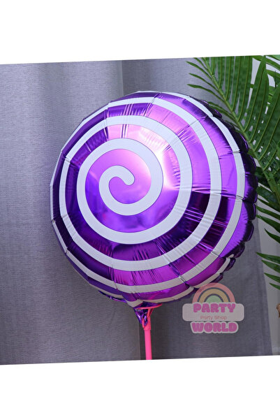 party world Mor Şeker (Lolipop) Folyo Balon 18 İnç (45 cm)