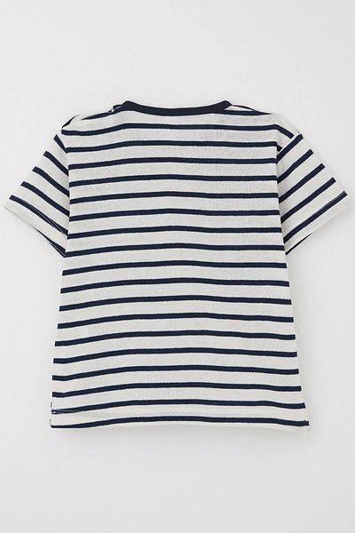 Breeze 1-4 Years Boy Ecru T-Shirt - Placket Striped
