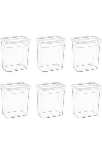 SIHI Smartware Set of 6 Scale Rectangular Storage Container White 2350 ml - White, Multi-Purpose Storage Container