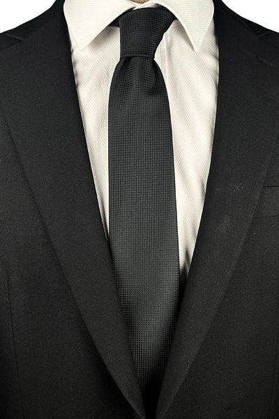 1001 Kravat 7 cm Wide Black Patterned Thin Tie
