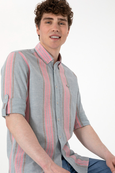 U.S. Polo Assn. Erkek Vişne Uzun Kollu Gömlek 50299576-VR223