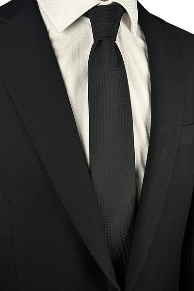 1001 Kravat 7 cm Wide Black Patterned Thin Tie