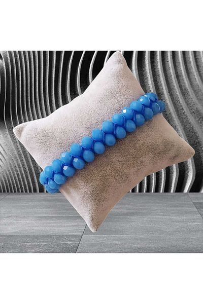 devritarz Crystal Blue Stone Macrame Braided Combination Bracelet Design