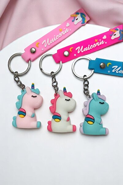 Lynare ACCESORII PENTRU CHEI ȘI GEANTĂ DE SILICON 3D UNICORN DRĂGĂ (3 BUC.)