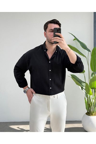 viperkombin Мъжка ленена риза Regular Crinkle Linen