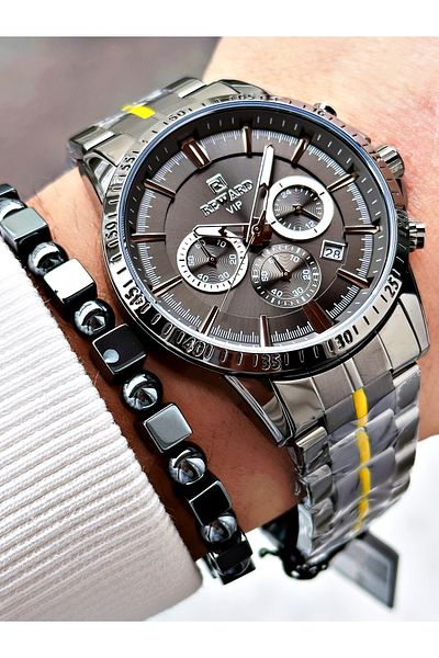 Reward Smoked Color Functions Active Mid-Strip Steel Cord Men's Wrist Watch + Bracelet