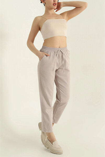 mj style Women's Elastic Waist Gabardine Trousers