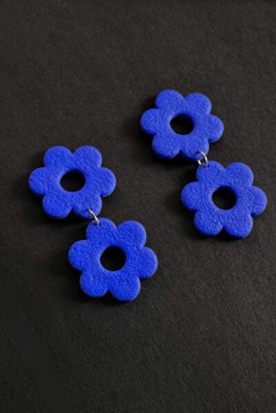 thecolourfully أقراط ديزي المزدوجة - ساكس أزرق (طين بوليمر - أقراط متدلية، صن...