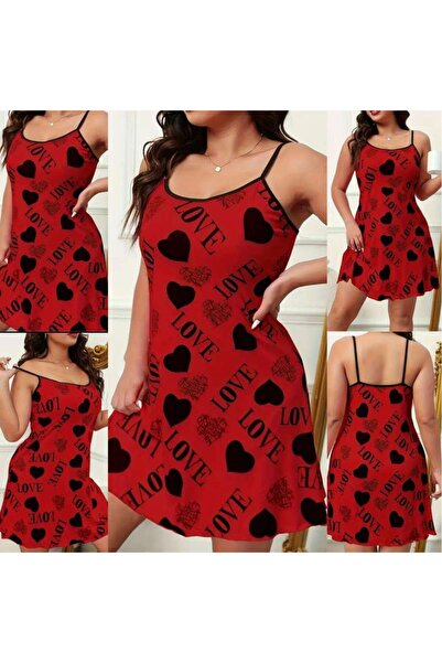 RAHAF TİCARET Kadın Seksi spagetti kayışı v yaka gecelik