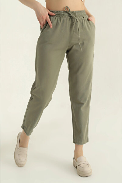 mj style Women's Elastic Waist Gabardine Trousers
