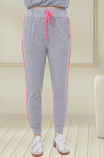 Mecit Pijama Spor Kadın Uzun Kollu Kol ve Ayak Bilekleri Manşetli Pijama Takımı %85 Pamuk, %10 Viskon, %5 Likra