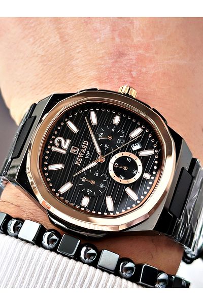 Reward Black Color Functions Active Square Model Men's Wristwatch + Bracelet