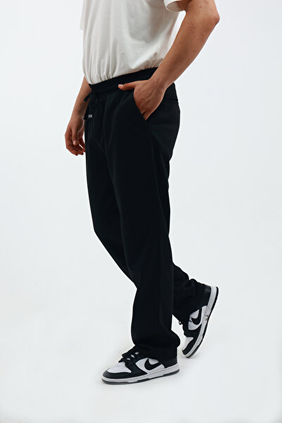 OXVİN Loose Men's Baggy Loose Cut Pique Back Pocket Pants, Relaxed Cut Classic Loose Wide Leg Baggy Pants