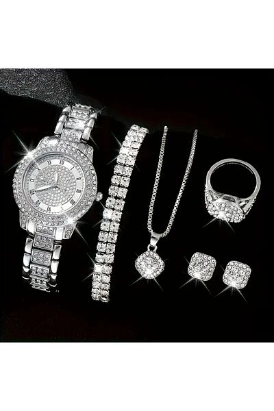 Monarque Silver Color Ring 6Pcs Set Women Gift for Lover Gift Birthday Mother's Day Gift