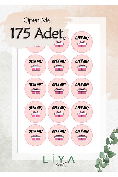 LiyaCraft Open Me Packaging Sticker Set 3 cm 175 Pieces