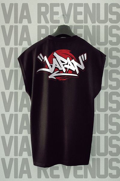 Vordevia Japan Back Printed Zero Sleeve Crew Neck Sports Tshirt