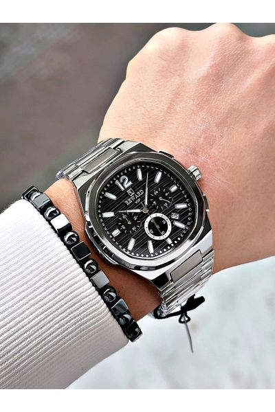 Reward Silver Color Functions Active Square Model Men's Wrist Watch + Bracelet