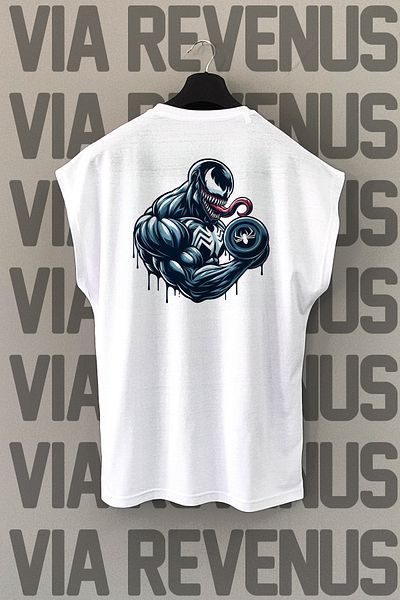Vordevia Gym Back Printed Zero Sleeve Crew Neck Sports Tshirt